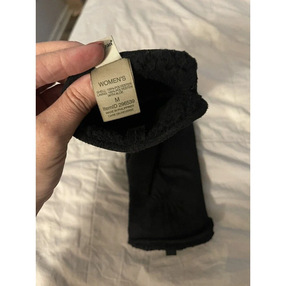 L.L. Bean Town & Field Suede Feel Black Winter Gloves faux Fleece Lining Sz Med